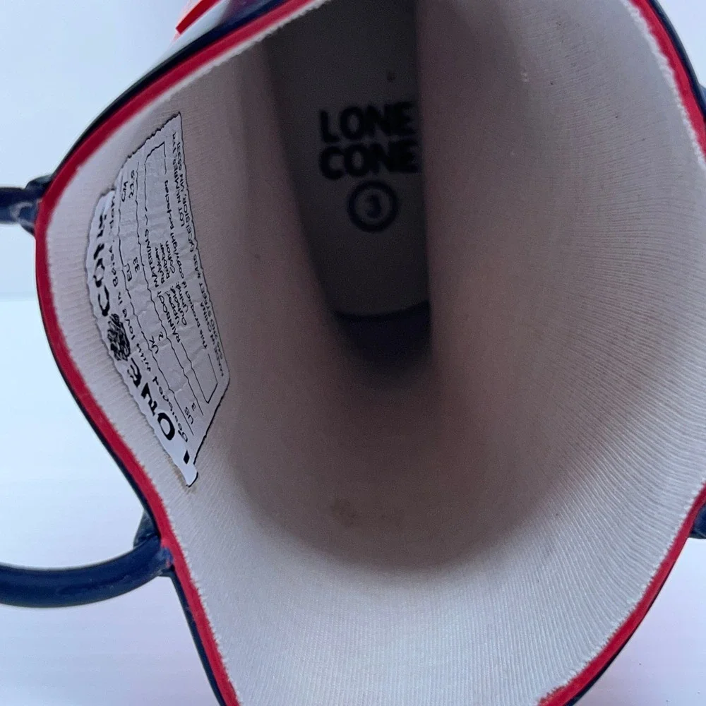 Lone Cone Kids Size 3 Red Navy Blue Waterproof Rubber Pull On Rain Boots New
